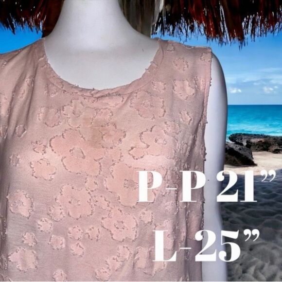 Michael Kors Top Pastel Pink Semi Sheer Textured Floral Cami/Tank Women’s XL EUC - Picture 8 of 16